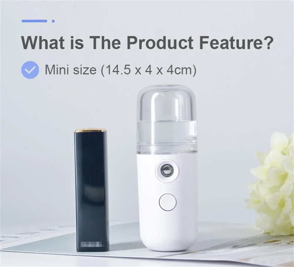 Nano Facial Hydrator Sprayer Face Steamer Nebulizer For Home And Travel Use.