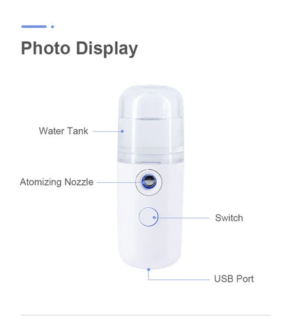 Nano Facial Hydrator Sprayer Face Steamer Nebulizer For Home And Travel Use.