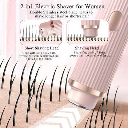 2 in 1 Electric Shaver for Women Double Head Body Hair Removal Underarm Bikini ,body Hair Trimmer Electric Razor