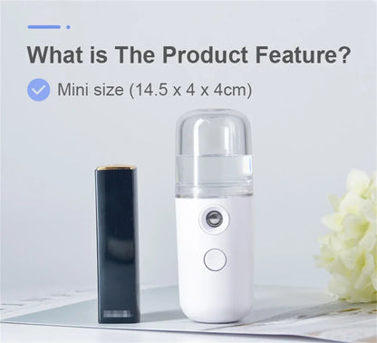 Nano Facial Hydrator Sprayer Face Steamer Nebulizer For Home And Travel Use.